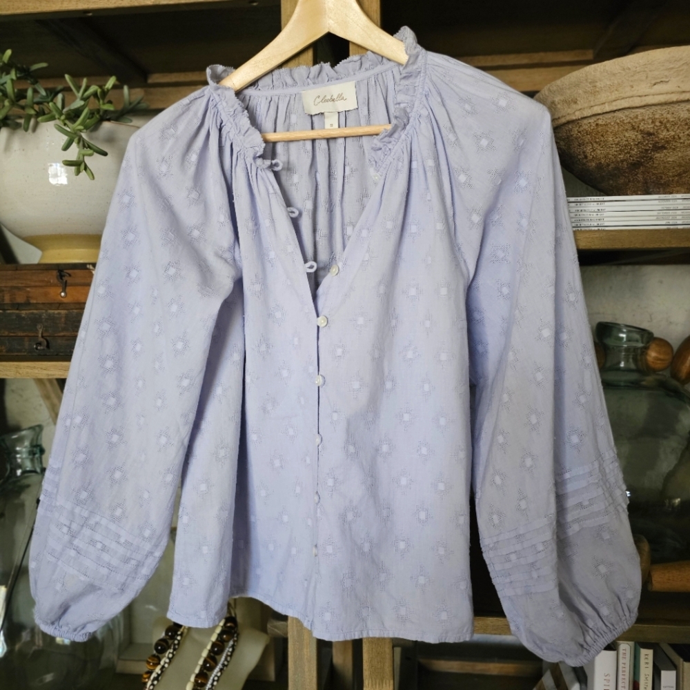 Anthropologie Cleobella Antonia Buttondown Blouse Blue Sz S Orig. $119 - Picture 4 of 10